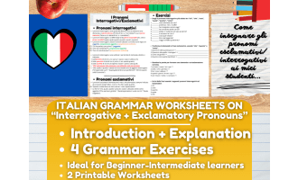 Italian Grammar Worksheets on Interrogative + Exclamatory Pronouns