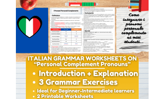 Italian Grammar Worksheets on Personal Complement Pronouns
