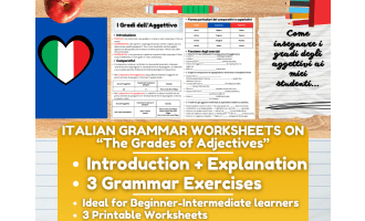 Italian Grammar Worksheets on the Grades of Adjectives
