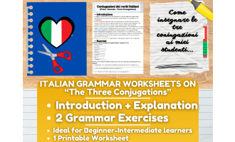 Italian Grammar Worksheets on the Three Conjugations