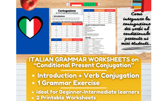 Italian Grammar Worksheets on Verbs Conjugation at Conditional Present