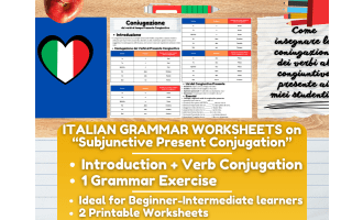 Italian Grammar Worksheets on Verbs Conjugation at Subjunctive Present