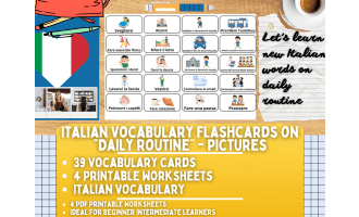 Italian Picture Vocabulary Flashcards - Daily Routine