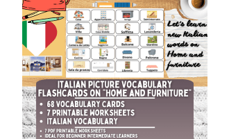 Italian Picture Vocabulary Flashcards - Home & Furniture