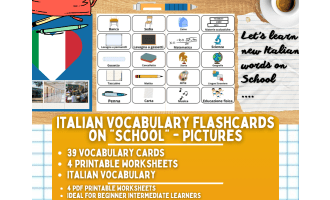 Italian Picture Vocabulary Flashcards - School