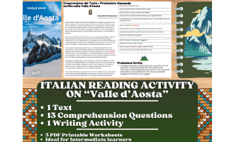 Italian Reading Comprehension + Essay - Valle d'Aosta - Italy