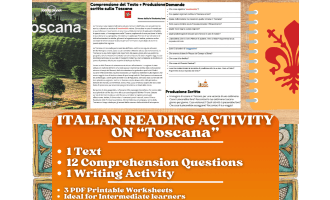 Italian Reading Comprehension + Writing Activity on Tuscany - Italy