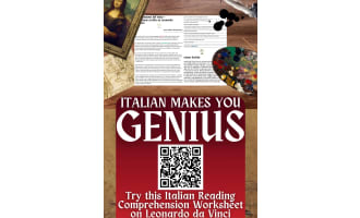 Italian Reading Comprehension + Writing  Worksheet - Leonardo da Vinci