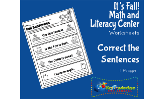 It's Fall! Kindergarten Math & Literacy Center: Correct the Sentences