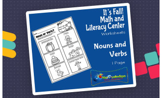 It's Fall! Kindergarten Math & Literacy Center: Nouns and Verbs