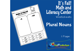 It's Fall! Kindergarten Math & Literacy Center: Plural Nouns