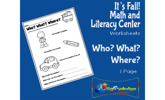 It's Fall! Kindergarten Math & Literacy Center: Who? What? Where?