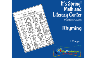 It's Spring! Kindergarten Math & Literacy Center: Rhyming