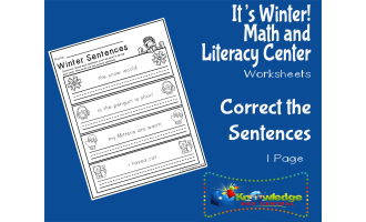 It's Winter! Kindergarten Math & Literacy Center: Correct the Sentences