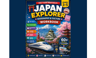 Japan Geography & Culture Workbook | Grades 3-5 | 60+Pages