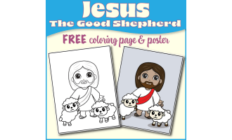 Jesus The Good Shepherd Coloring Page and Poster