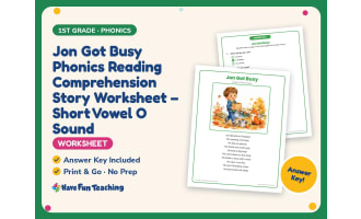 Jon Got Busy Phonics Reading Comprehension Worksheet – 1st Grade