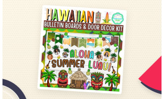 July & Hawaiian Bulletin board And door Decor kit: Aloha Summer Luau!