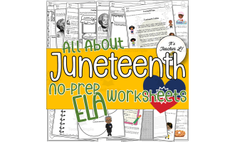 Juneteenth No-Prep ELA Worksheets 4th 5th 6th Grade 4 5 6