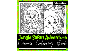 Jungle Safari Adventure: A Cute Kawaii Animals Coloring Book for Kids