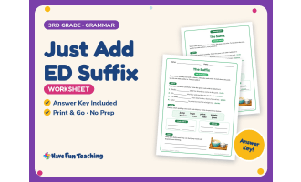 Just Add ED Suffix Worksheet – 3rd Grade Suffixes Practice