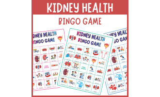Kidney Renal Health bingo game Human Body CKD Prevention Vocabulary