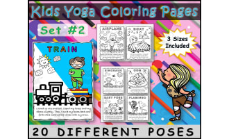 Kids Yoga Pose Coloring Pages Set #2
