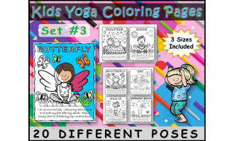 Kids Yoga Pose Coloring Pages Set #3