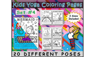 Kids Yoga Pose Coloring Pages Set #4
