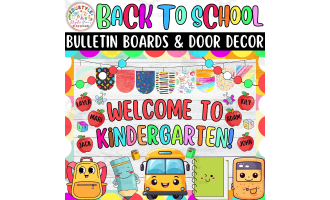 Kindergarten: August & Back To School Bulletin board or door Decor kit
