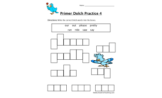 Kindergarten Sight Words O to S Worksheet