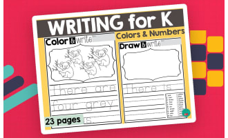 Kindergarten Writing Center - Numbers and Colors Beginners Writing