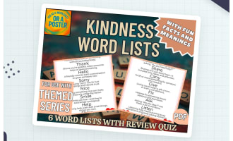 Kindness Word List Posters – 8 Target Words