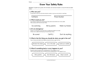 Know Your Safety Rules Worksheet