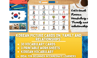 Korean Picture Vocabulary Flashcards - Family & Relationships