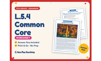L.5.4 Common Core Worksheet – 5th Grade Context Clues Practice