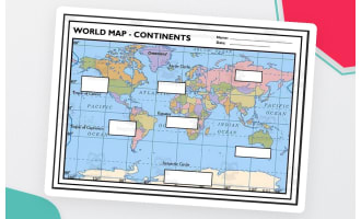 Label the 7 Continents – World Map Worksheet