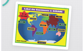 Label the Continents and Oceans – Map Activity