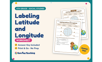 Labeling Latitude and Longitude Worksheet – 4th Grade Geography & Maps