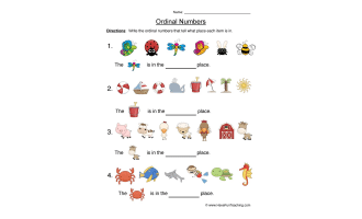 Labeling Ordinal Numbers Worksheet