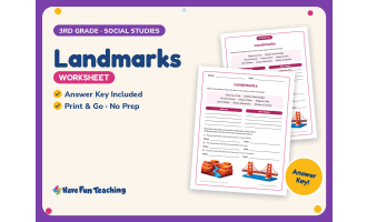 Landmarks Worksheet – 3rd Grade Community & History Practice