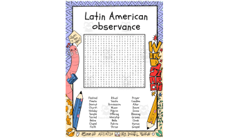 Latin American observance  word search puzzle worksheet activity