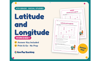 Latitude and Longitude Worksheet – 4th Grade Geography & Maps Practice
