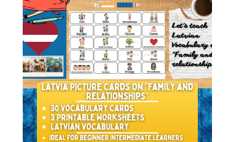 Latvian Picture Vocabulary Flashcards - Family & Relationships