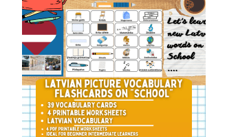 Latvian Picture Vocabulary Flashcards - School