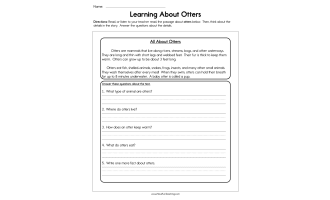 Learning about Otters Worksheet