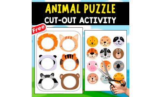 LEARNING FACE'S ANIMALS | FUNNY CUT-OUT ACTIVITY