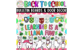 Learning Is: Llama Back To School Bulletin board or door Decor kit