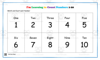 Learning to Count Numbers Part 2 Worksheet