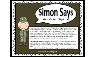 Left and Right Simon Says Opposites Activity